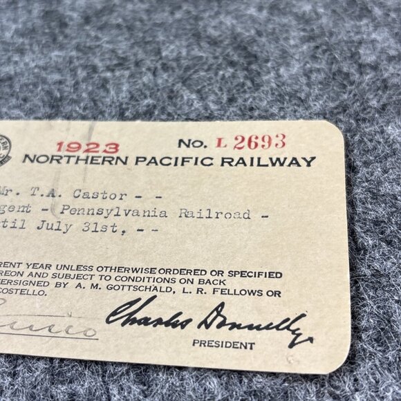 1923 Northern Pacific Railroad Pass #L2693 Railroad Passenger Agent - Picture 8 of 8